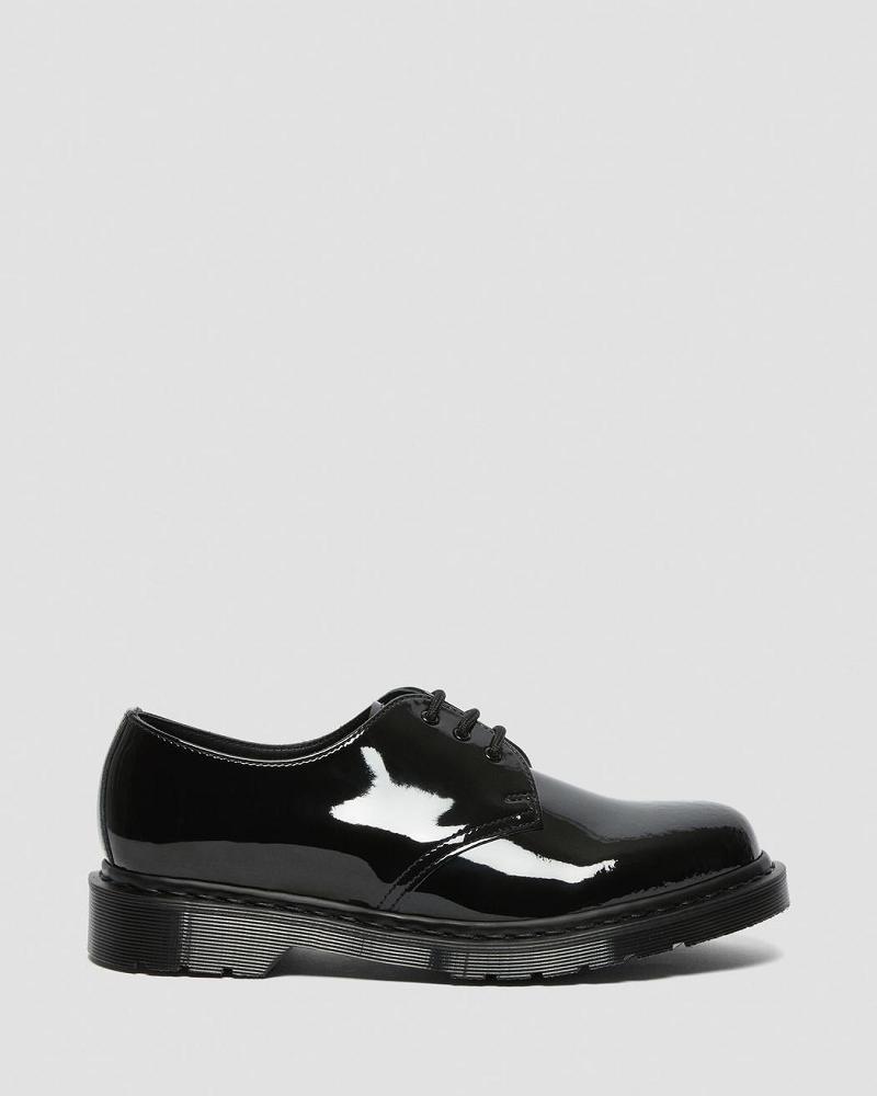 Black Men's Dr Martens 1461 Made in England Mono Patent Leather Oxfords Shoes | CA 595HAP